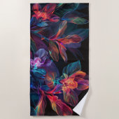 Fleurs tropicales. Néon. Serviette de plage (Devant)