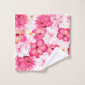 Fleurs tropicales rose et blanche (Gant de toilette)