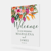 Fleurs tropicales roses et oranges colorées Bienve (Angle)