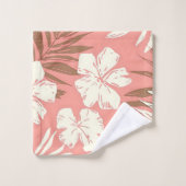 Fleurs tropicales sur arrière - plan de couleur pê (Gant de toilette)