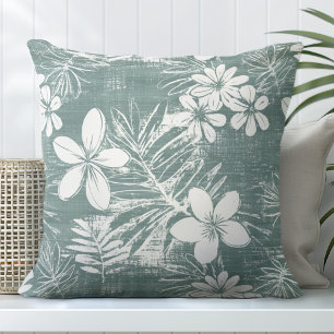 Fleurs tropicales vertes Lance Oreiller