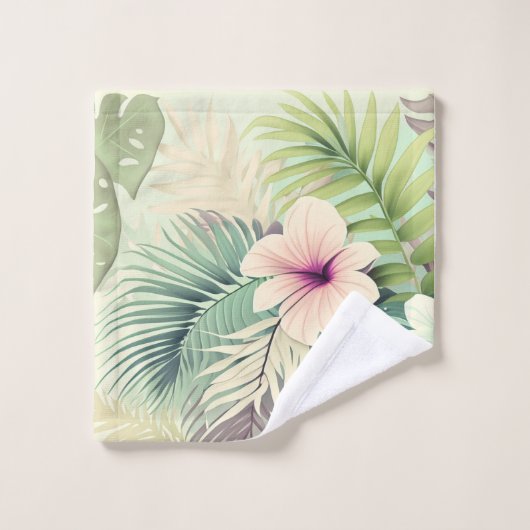 Fleurs tropicales vintages et feuillage (Gant de toilette)