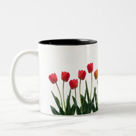 Fleurs tulipes rouges tweekleurige koffiemok