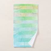 Fleurs turquoise Abstraites rayures en aquarelle (Serviette à main)