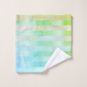 Fleurs turquoise Abstraites rayures en aquarelle (Gant de toilette)