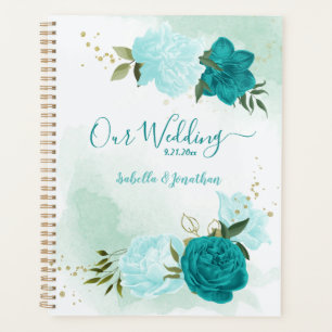 fleurs turquoise et bleu clair mariage
