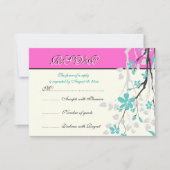 Fleurs turquoise, rose chaud mariage carte RSVP (Devant)