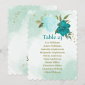 fleurs turquoise vert feuille carte de siège (Devant / Derrière)