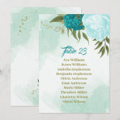 fleurs turquoise vert feuille carte de siège (Devant / Derrière)