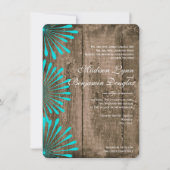 Fleurs Turquoises en bois rustique Invitations de  (Devant)