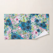 Fleurs Turquoises et roses roses sur le Turquoise (Serviette à main)
