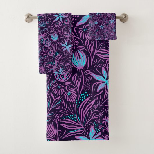 Fleurs Turquoises et violettes tropicales Design f (En situation)