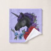 Fleurs Unicorne Noire violet (Gant de toilette)