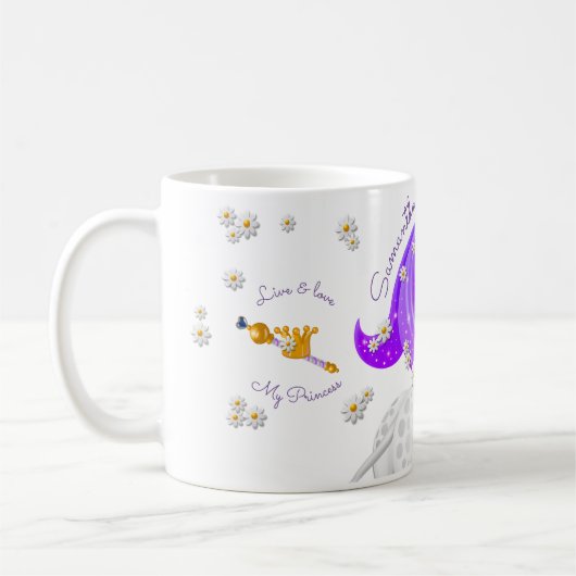 Fleurs Unicorne violette et une Mug Couronne dorée (Gauche)