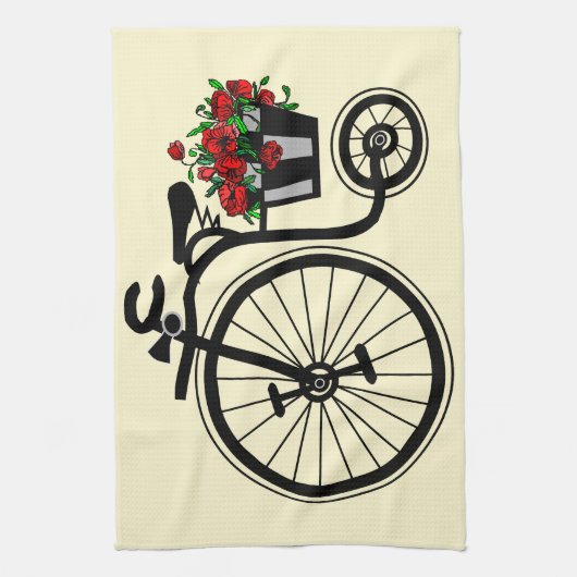 Fleurs Vélos Serviette de cuisine (Vertical)