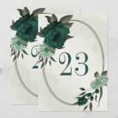 fleurs vert émeraude numéro de table géométrique (Devant / Derrière)