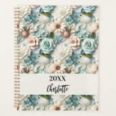 Fleurs vert pâle crème script de nom 2026 (Devant)