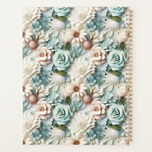 Fleurs vert pâle crème script de nom 2026 (Dos)