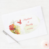 Fleurs vert rouge + autocollants de mariage papill (Enveloppe)