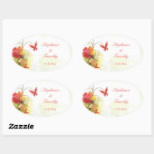 Fleurs vert rouge + autocollants de mariage papill (Feuille)