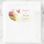 Fleurs vert rouge + autocollants de mariage papill (Sac)