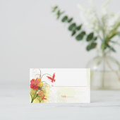 Fleurs vert rouge + carte mariage papillon (Debout devant)