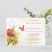 Fleurs vert rouge + faire-part de mariage papillon (Debout devant)