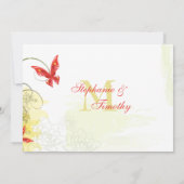 Fleurs vert rouge + faire-part de mariage papillon (Dos)