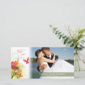 Fleurs vert rouge + papillon mariage merci (Debout devant)