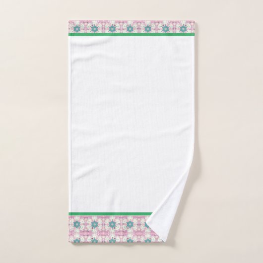 Fleurs vertes Blanc Simple Non Zoom var 1 (Serviette à main)