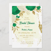 fleurs vertes et blanches or nuptiale invitation d (Devant / Derrière)