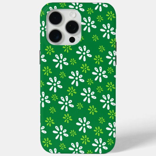 Fleurs vertes Motif iPhone 15 Pro Max Coque (Verso)
