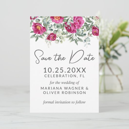 Fleurs vertes roses Sage Enregistrer la carte de d (Debout devant)