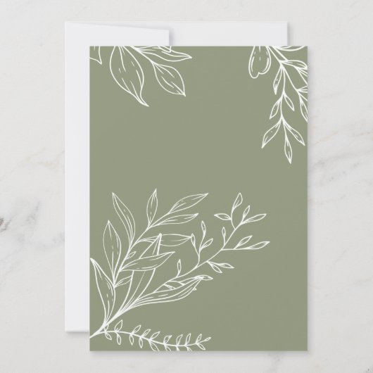 Fleurs vertes Sage Brunch Invitation douche nuptia (Dos)