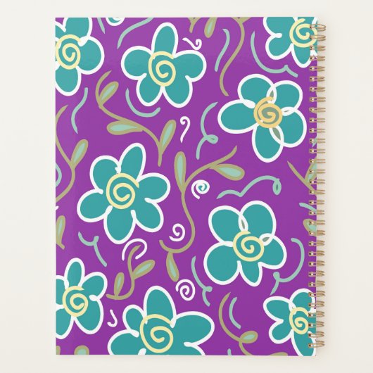 Fleurs vertes sur design pourpre (Dos)