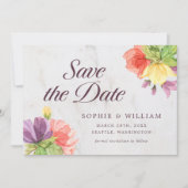 Fleurs Vibrantes Marbre Save the Date (Devant)