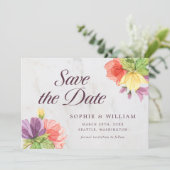 Fleurs Vibrantes Marbre Save the Date (Debout devant)