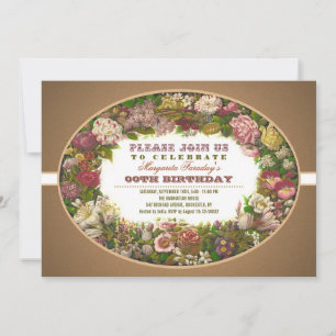 Fleurs victoriennes invitations vintages d'anniver