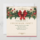 Fleurs Vintage : Invitation de Noël Rétro (Devant)