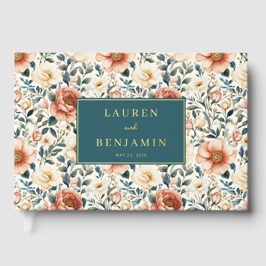 Fleurs Vintage Romantiques Pêche (Recto)