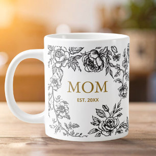 Fleurs Vintage Toile De Jouy Tasse Géante de Café