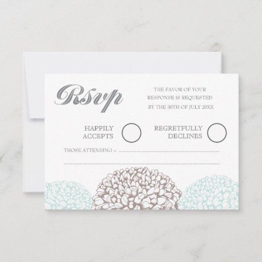 Fleurs vintages Aqua Blue Wedding RSVP (Devant)