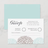Fleurs vintages Aqua Blue Wedding RSVP (Devant / Derrière)