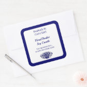 Fleurs Vintages Bleues Éditables Carrés Étiquettes (Enveloppe)