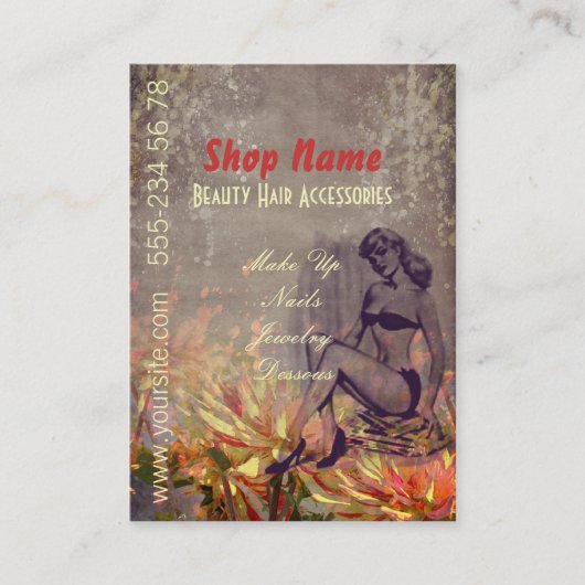 Fleurs vintages - carte de visite (Devant)