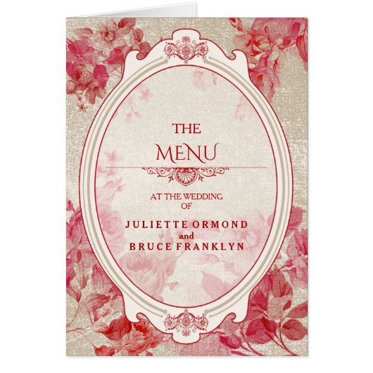 Fleurs vintages - Carte Menu (Devant)