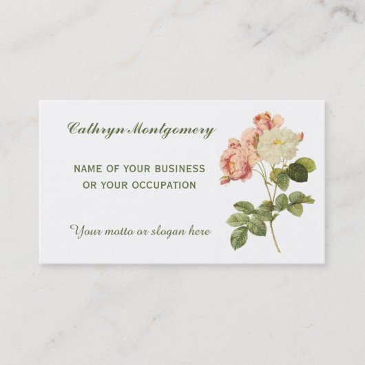 Fleurs vintages cartes de visite personnalisés (Devant)
