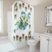 fleurs vintages dame protrait douche rideau blanc (En situation)