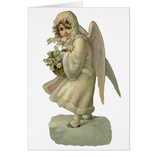 Fleurs vintages d'ange de Noël, victorien Carte