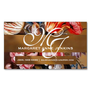 Fleurs vintages dans un vase   Aimant monogramme